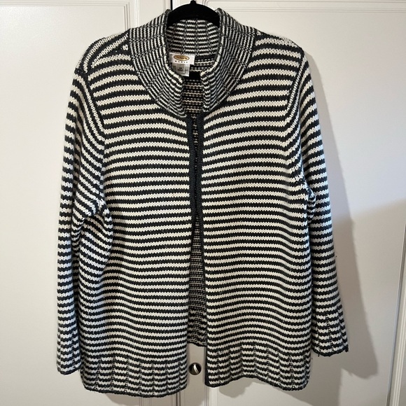 Vintage Talbots Wool Angora Blend Striped Thick Sweater - Picture 2 of 14